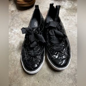 Coach patent leather black sneakers